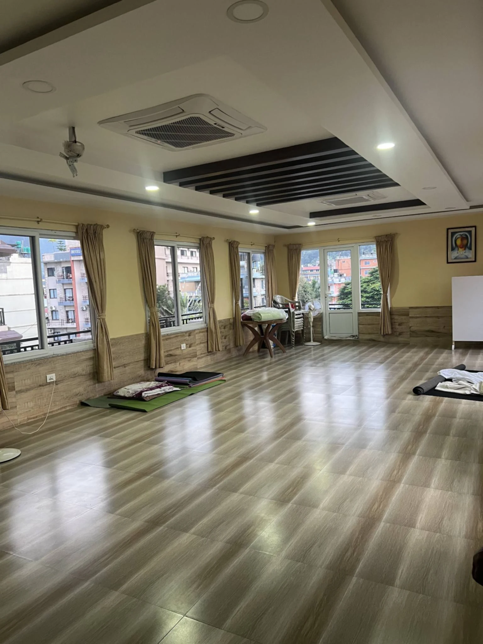 Indoor yoga and meditation practice space